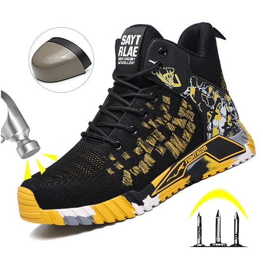 High Top Protective Safety Shoes Men Steel Toe Work Shoes Men Women Work Safety Boots Anti Smash Safety Indestructible WorkBoots