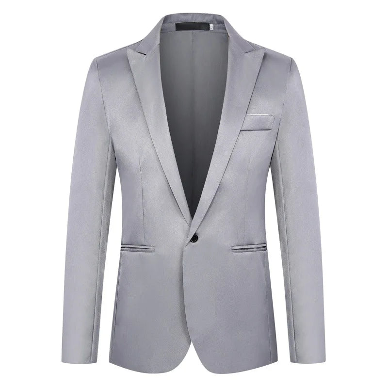 2026 New Men's Slim Blazers Fashion Single-button Business Casual Suit Jacket Solid Elegant Stylish Party Wedding Suit Tops Male