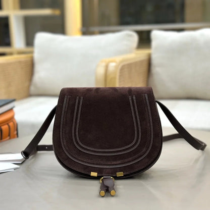 Classic Genuine Leather Saddle Crossbody Bag Vintage Fringe Shoulder Purse For Women Classic U-Shape Stitched Handbag
