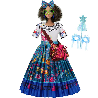 Girls Encanto Costume Charm Princess Dress Suit Kids Cosplay Mirabel Carnival Isabela Birthday Party Christmas Clothing
