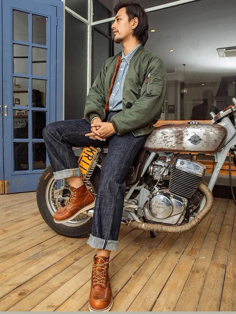 Denim Jeans Loose Fit Straight Leg Pants Amekaji DN-0006
