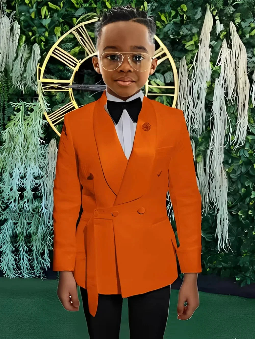 High Quality Boys Shawl Lapel Suits 2 PiecesJacket Pants For Stage Performance Double Breasted Kids Suit Set Wedding Guest Wear