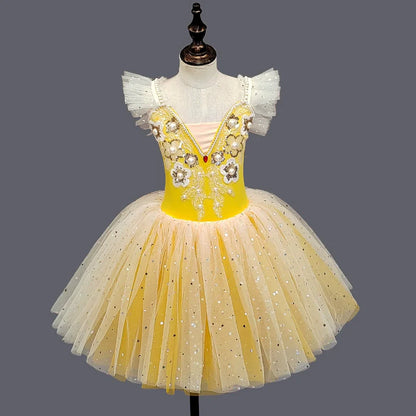 Children's Ballet Skirt Dance Girls Dress Tutu Performance Costume Flower Princess Ballet Girl Clothing Vestidos Kids Ballerine