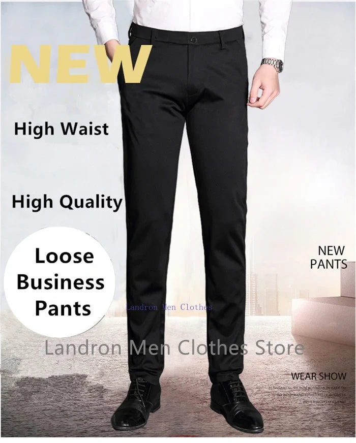 Formal Dress Suit Pants Tall Men 190CM Business Black Blue Plus Size 40 42 44 46 Extra Long Lengthened Straight Office Trousers