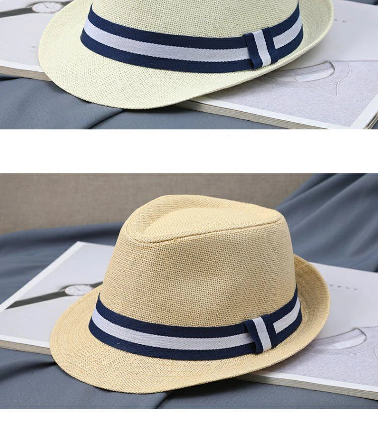New Hat Men Summer Short Shading Fashion Jazz Gentleman Hat Middle-aged and Old Outdoor Leisure Joker Hat