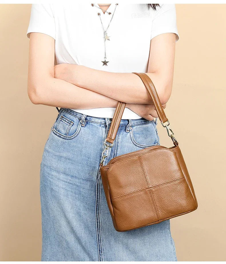 Genuine Leather Women Underarm Bag Versatile Shoulder Handbag Luxury Cowhide Female Crossbody Bag