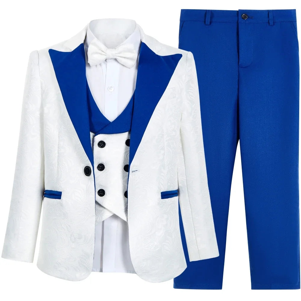 Multi-colors Boys Formal Suit Set 4 Pieces 3-14T Fast Delivery Kids Slim Fit Suits Wedding Ring Bearer Outfit Handsome Tuxedo