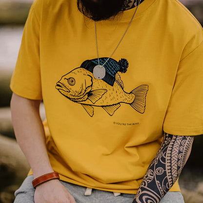 Vintage Flocked Print Short-sleeved T-shirts Animal Pattern Cotton Round Neck Tops for Men's Summer Casual Loose Fit Tee