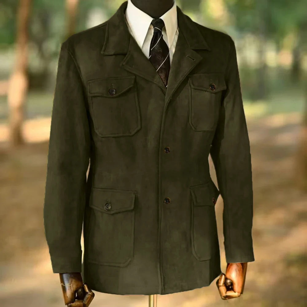 Men's Classic Velvet Blazer Single Breasted Wool Blend Hunting Coat with Four Pockets Snowflake Print plus Size Sport Coat