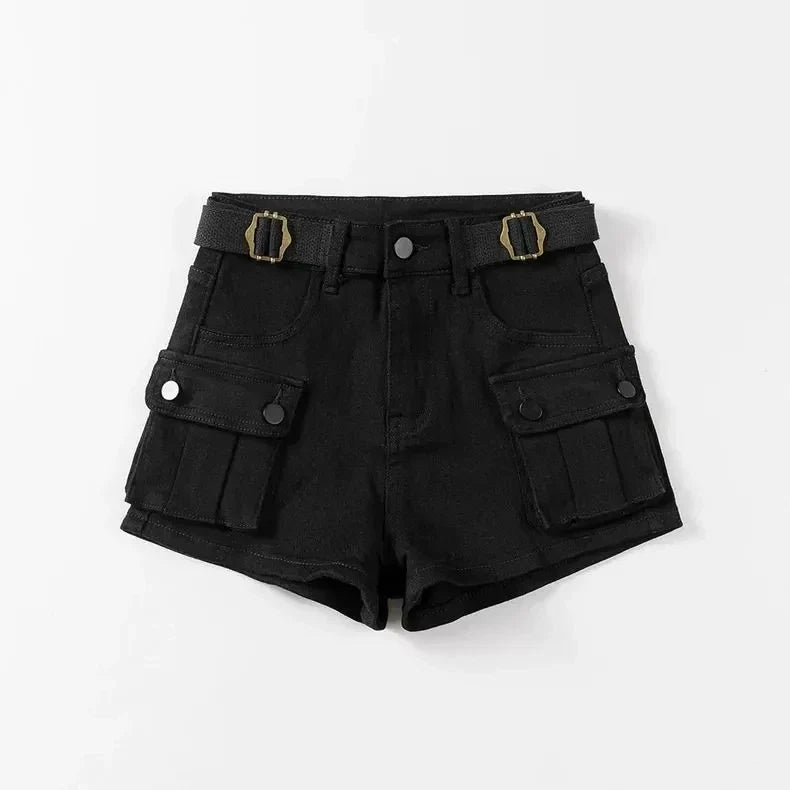 Women's High Waist Mini Skirt Y2K Denim Workwear Shorts Elastic Slimming Summer Hot Pants Trendy Plus Size Skirts for Ladies