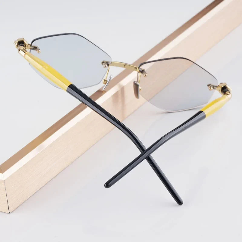 P60 Polygon Luxury Rimless Sunglasses for Men Women Acetate High Quality Germany Brand Fashion Design Gift UV400 Outdoor Eyeware
