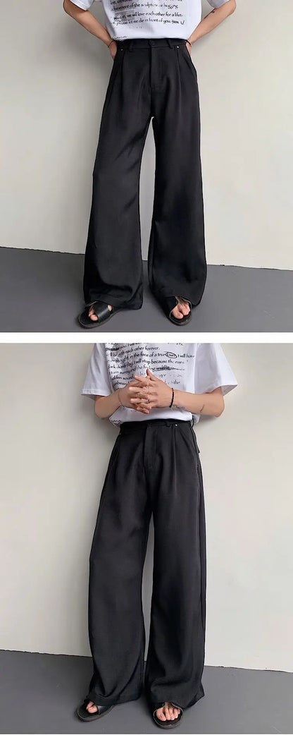 2023 New Black Suit Pants Men Fashion Social Mens Dress Pants Korean Loose Oversized Wide Leg Pants Mens Formal Trousers M-2XL