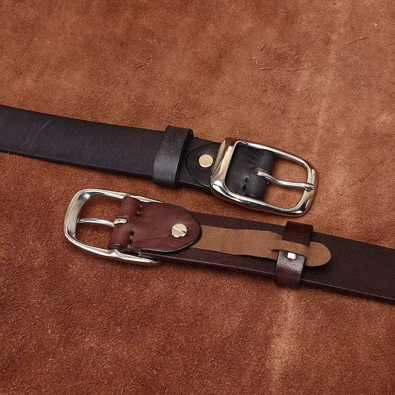 3.3CM Pure Cowhide High Quality Genuine Leather Belts for Men Brand Strap Male Stainless Steel Buckle Business Jeans Cowboy