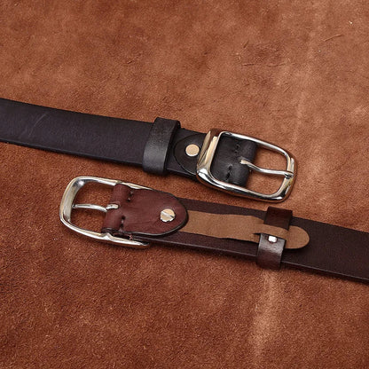 3.3CM Pure Cowhide High Quality Genuine Leather Belts for Men Brand Strap Male Stainless Steel Buckle Business Jeans Cowboy
