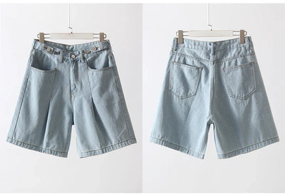 Summer Jean Shorts Women Denim High Waist Black Baggy Short Jeans Summer Pants Women's Bermuda Denim Shorts Wide Leg For Women