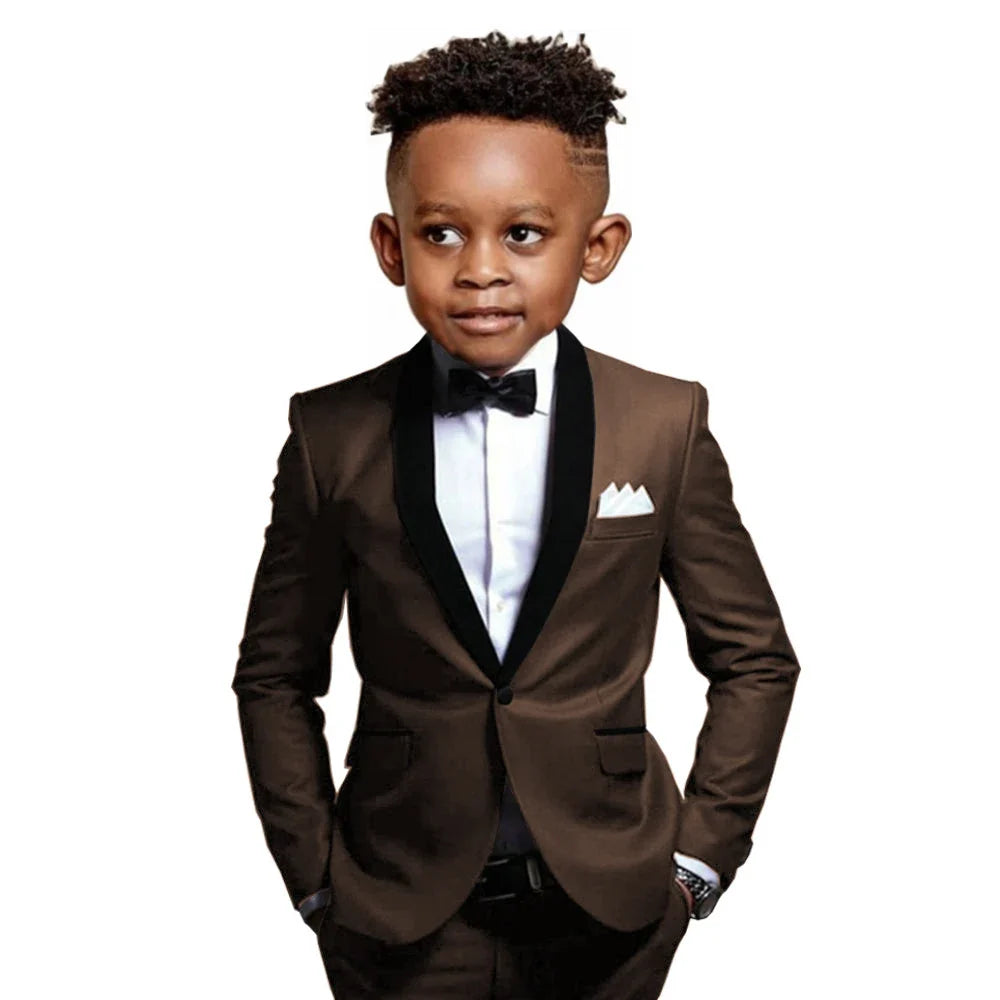 New Boys Formal Suits 2 Pieces Jacket Pants School Activities Wear Stylish One Button Kids Tuxedo Wedding Guest Clothes