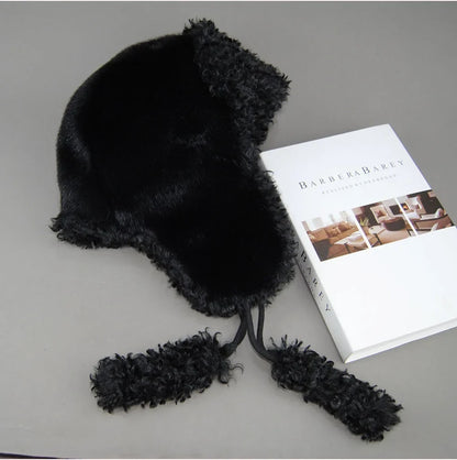 Real Fur Wool Hat Unisex New Winter Warm Bomber Russian Ushanka Hats With Ear Flaps Cow Leather Thick Snow Earflaps Baseball Cap