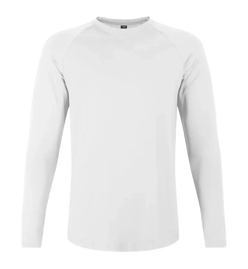 Sports Long-sleeved T-shirt Men Curved Hem Warm Gym Fitness Clothes Quick-drying Breathable Running Training Round Neck Top