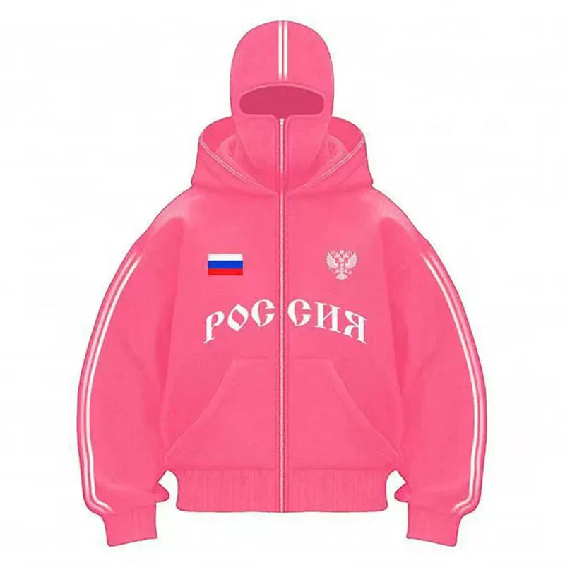 Popular Gothic Hip-hop Men Coat New Autumn Winter 2000s Zipper Letter Printing Design Unisex Hoodie Casual Loose Women Streetwea