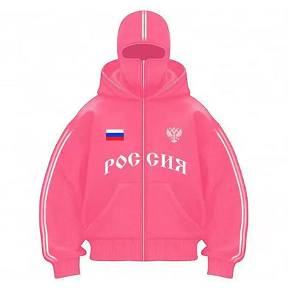 Popular Gothic Hip-hop Men Coat New Autumn Winter 2000s Zipper Letter Printing Design Unisex Hoodie Casual Loose Women Streetwea