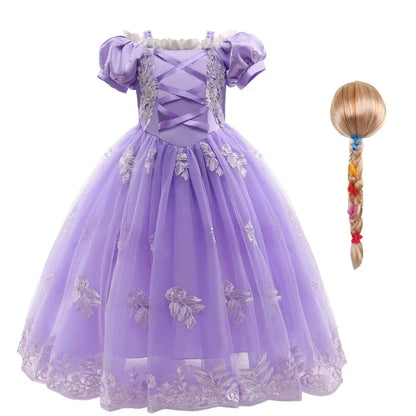 Girl Pink Aurora Cosplay Princess Dress Up Kids Christmas Halloween Tulle Fancy Rapunzel Costume for Children Girls Birthday