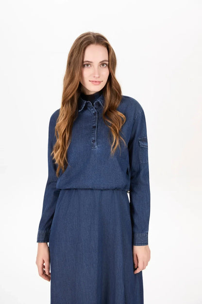 AS AW25 Denim set loose Shirt + slip dress Aline adjustable dress