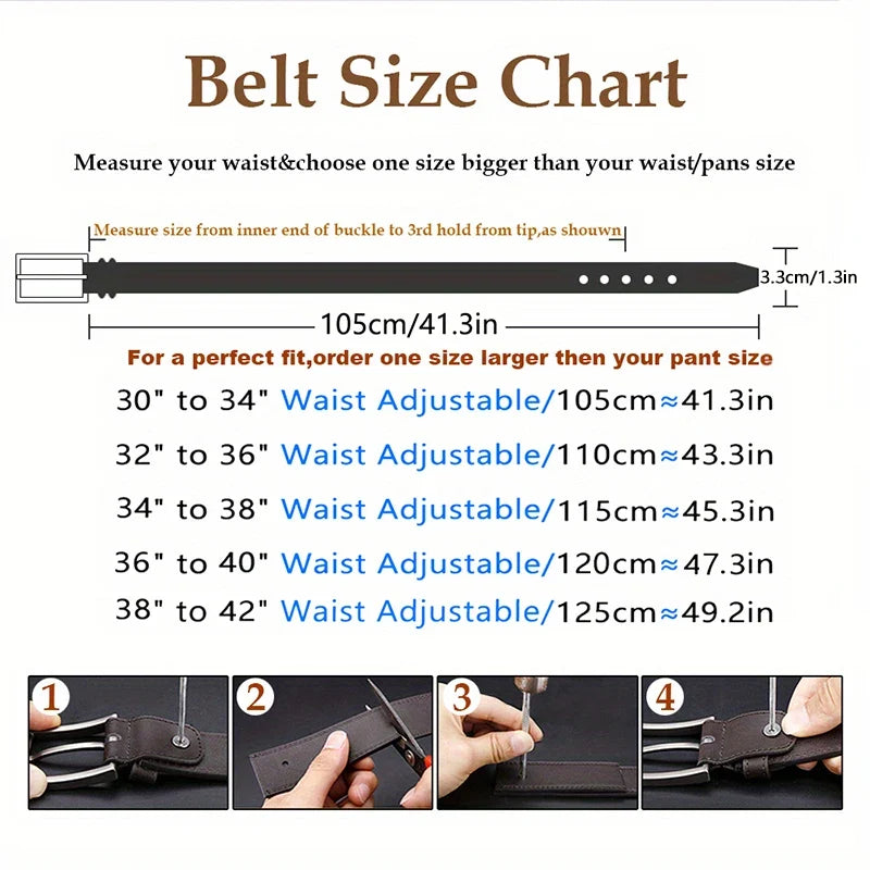 men's leather pin buckle casual retro leather belt youth jeans belt, Father's Day Gift