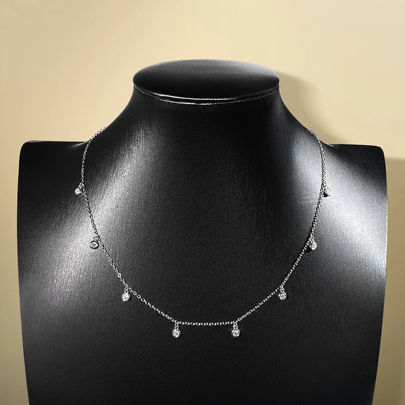 Certified Bubble 8 Stone 100% Real Moissanite Necklace Pendant Classic Women's Neck Chain Sterling Silver 925 Plated 18K
