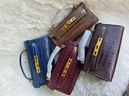 Crocodile Embossed Handbag, Luxury Designer Convertible Purse for Women, Crossbody & Shoulder Bag in New Style
