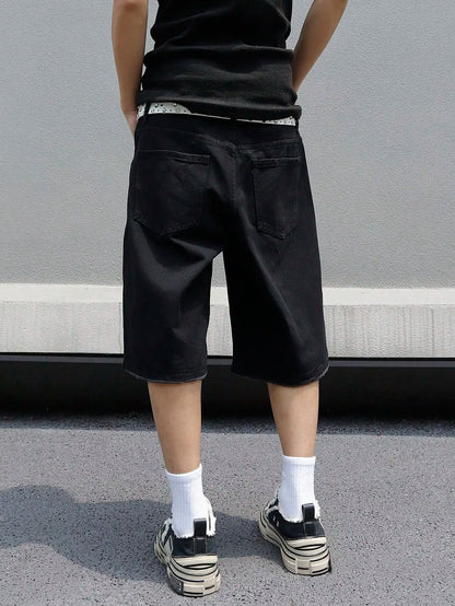 Men Summer Baggy Stretchy Denim Shorts Jeans For Men Streetwear Ripped Knee length Baggy Comfort Cargo Casual Shorts Pants Jean