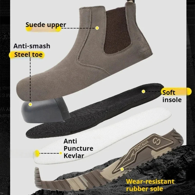 steel toe work boots for men industrial construction work protection shoes anti smash anti puncture safety shoes without laces