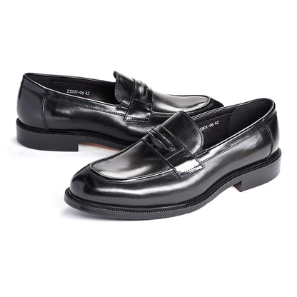 Men's Formal Leather Shoes British Style Oxford Loafers Round Toe Breathable Non-Slip Business Dress Wedding Office Casual Shoes