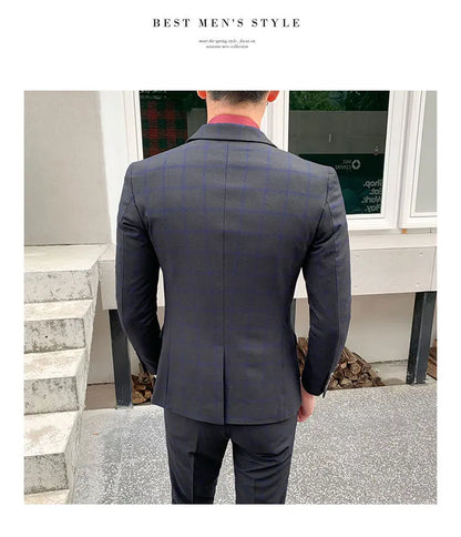 High-Quality Large Size Men's Wedding Suit 5XL S-Fourth Quarter 2024 Fashion Handsome Two-Piece Acetate Set (Suit + Trousers)