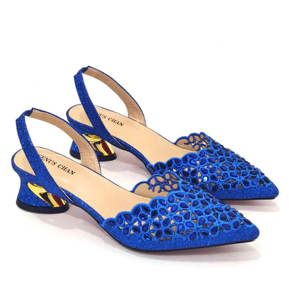 2023 Royal Blue Noble Three-Dimensional Bag With Elegant High Heels Shoes Italian Popular Design African Ladies Shoes Bag Set