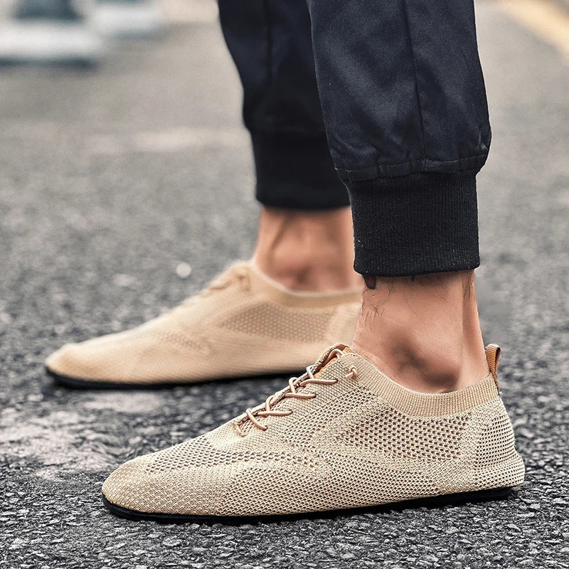 Summer Men Shoes Mesh Flat Outdoor High Quality Walking Shoes Comfortable Lace Up Breathable Non Slip Casual Man Shoe