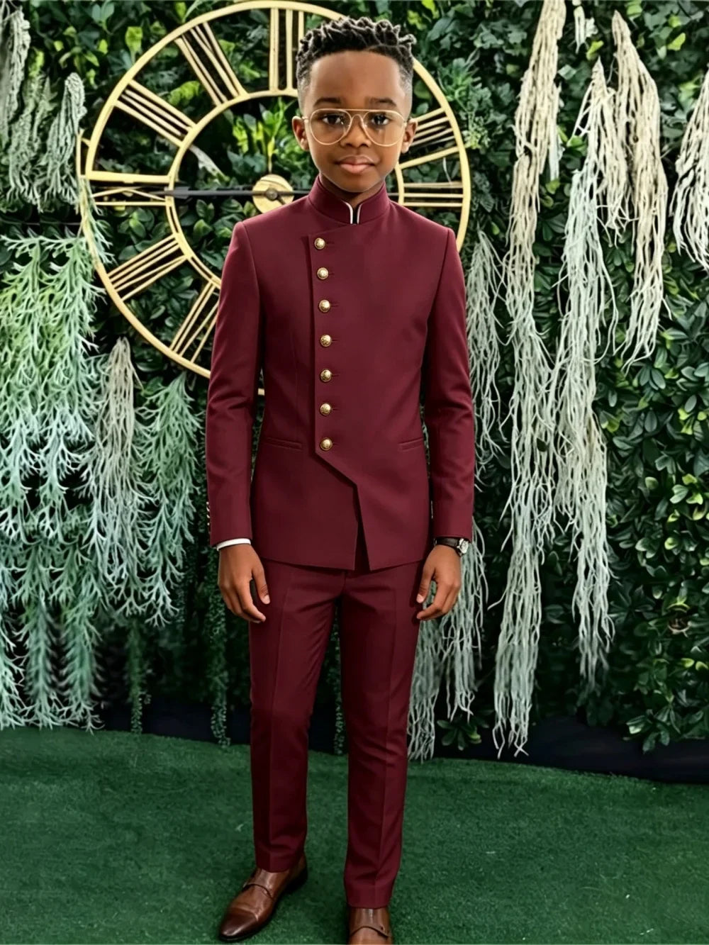African Boys Suits 2 Pieces Jacket Pants Stage Performance Wear Classic Kids Regular Fit Suit Set Wedding Guest Wear