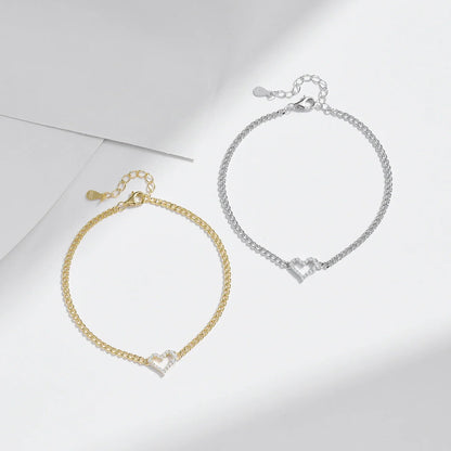 D Color Pave Setting Moissanite Bracelets 925 Sterling Silver Romantic Heart Gourmette Bracelet For Women Jewelry Gifts