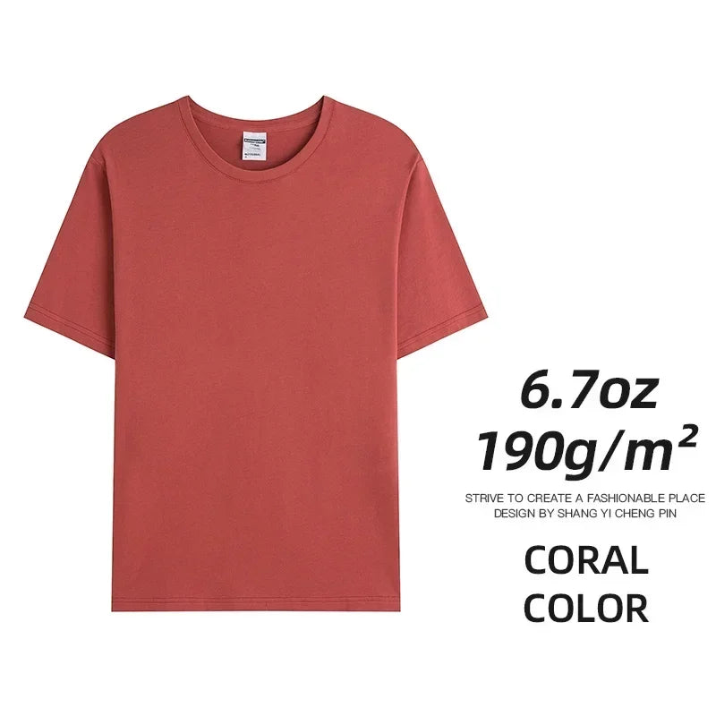 6.7oz 190grams Combed Cotton Tees Tshirts Mens Solid Tops Woman Male Custom Team Uniform Class Clothes Summer Customization