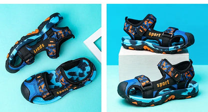 Children's Summer New Sandals Boys Fashion Camouflage Mountaineering Anti slip Sandals Outdoor Leisure Sports Slippers 28-40