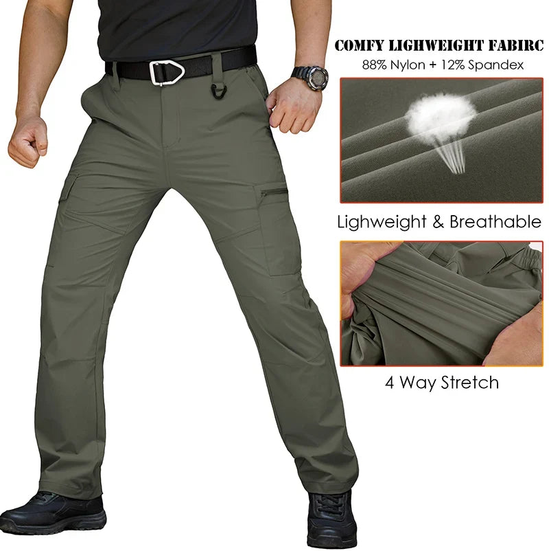 Men’s Lightweight Hiking Pants Quick Dry Water Resistant Tactical Work Outdoor Fishing Cargo Trousers