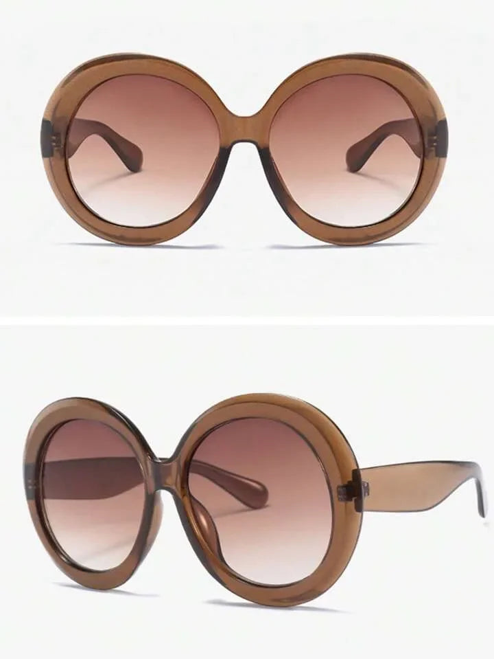 Retro Big Round Frame Sunglasses Lady Oversized Fashionable Street View Sunglasses Beach Resort Sunglasses