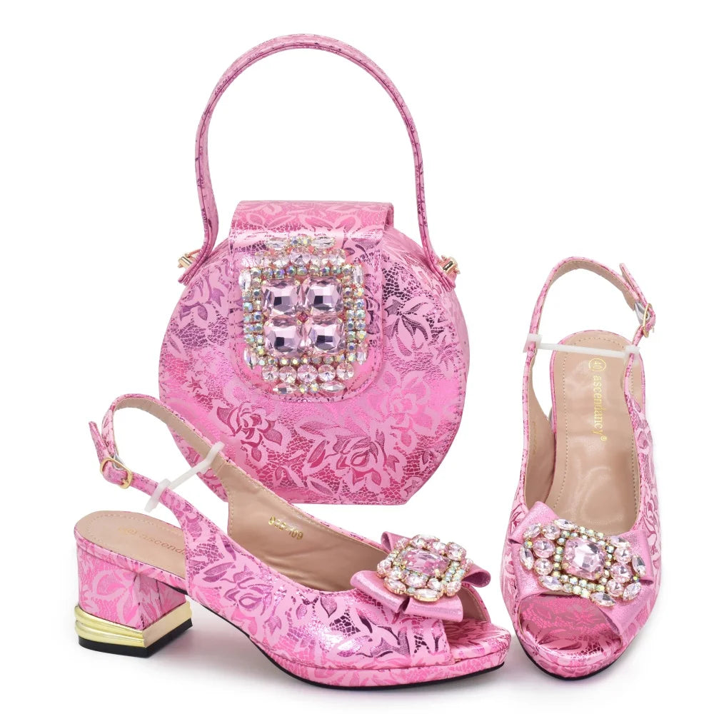 Ladies Shoes and Bags Original Italian Nigeria Party Shoes and Bags for Women Elegant Heeled Shoes for Women