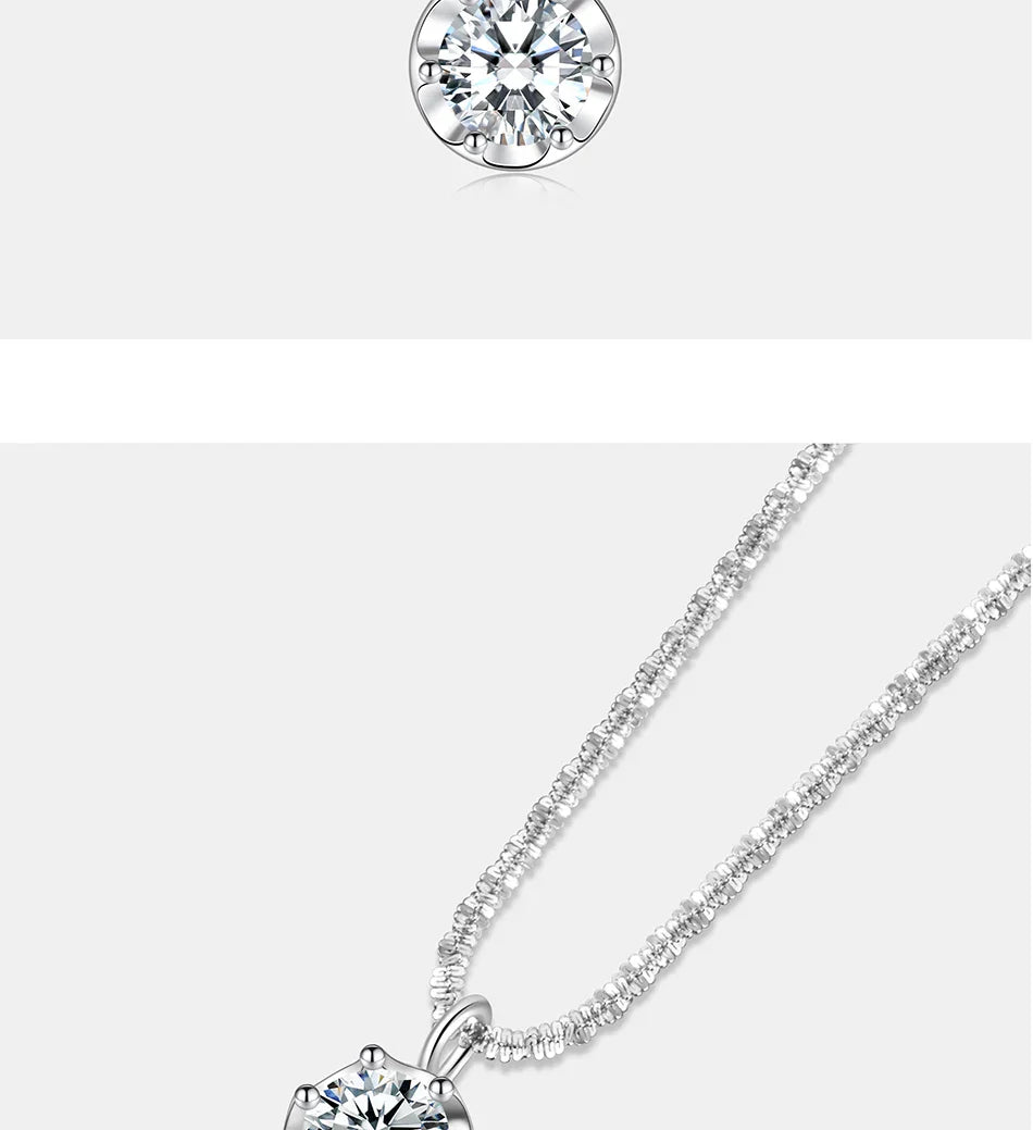 1/2CT Moissanite Necklace for Women S925 Pure Silver Sparkling Crown Diamond Pendant Luxurious Wedding Jewelry