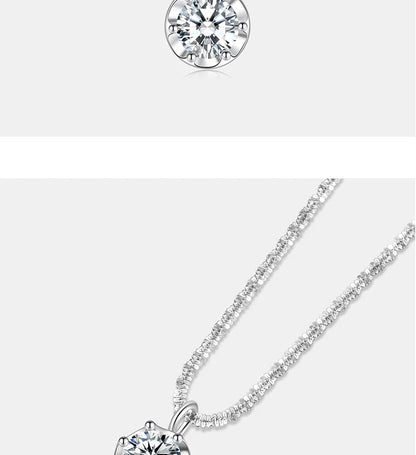 1/2CT Moissanite Necklace for Women S925 Pure Silver Sparkling Crown Diamond Pendant Luxurious Wedding Jewelry