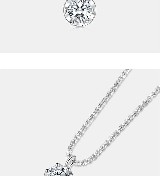 1/2CT Moissanite Necklace for Women S925 Pure Silver Sparkling Crown Diamond Pendant Luxurious Wedding Jewelry