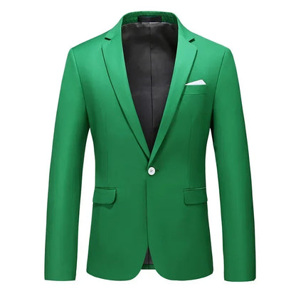 New Men Pure Colour Business Social Office Suit Slim Fit Jacket Fashion Simple Groom Wedding Tuxedo Dress Blazers Coats