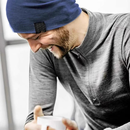 100% Merino wool Men's Base Layer Top 1/2 Zip Thermal long sleeve T shirts 210GSM Hiking Breathable Wicking Moisture