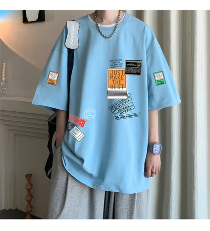 Men's Cotton T-shirts White Mens Oversized T Shirt Summer Casual Wear Letter Print Tee Shirts Fashion for Men 5XL Male Clothes