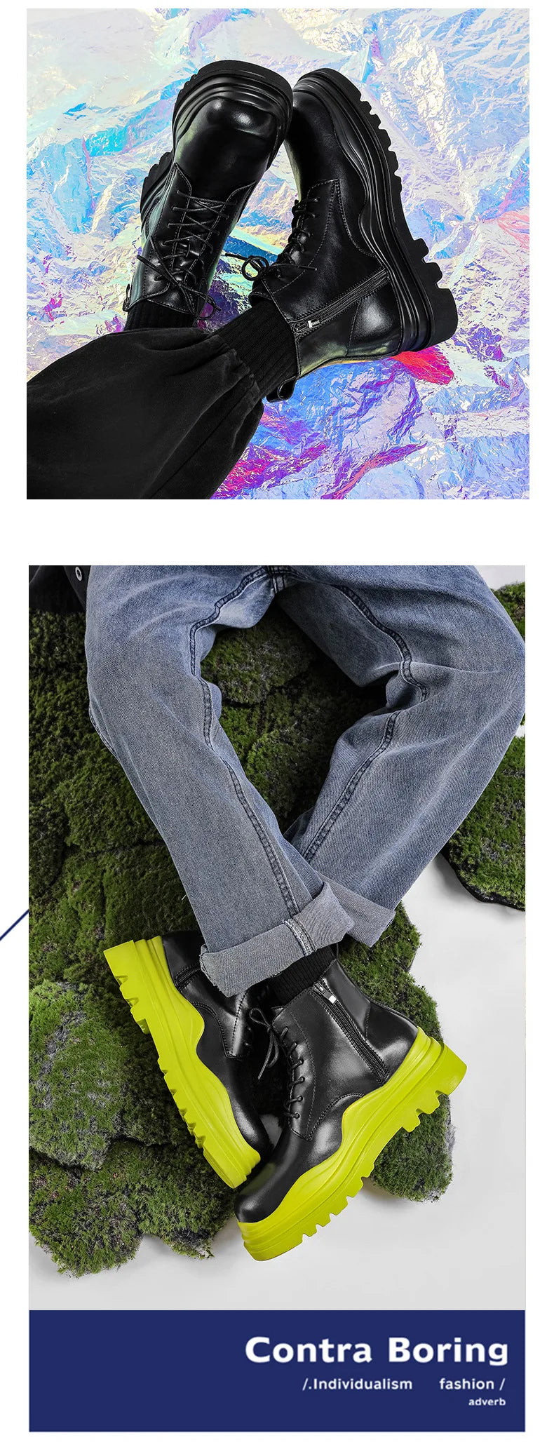Fashion Mens Sheoes Platform Chelsea Boots Thick Bottom Split Leather Ankle Boots Male Footwear Round Toe Short Boots
