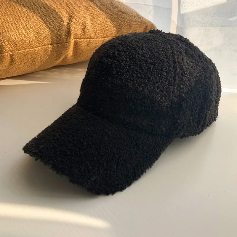 Cap for Women Winter Warm Baseball Cap Women Artificial Lamb Wool Hats  Plush Baseball Caps Autumn Baseball Cap